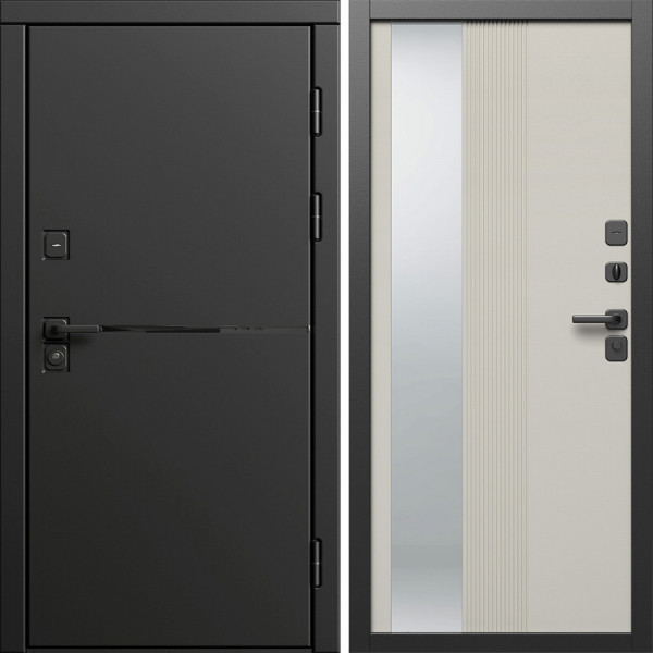 Входная дверь Termo-Door Тренд Блэк - Зеркало Люмис Соновая Кость