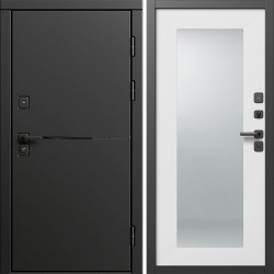 Входная дверь Termo-Door Тренд Блэк - Зеркало Триумф Белый софт