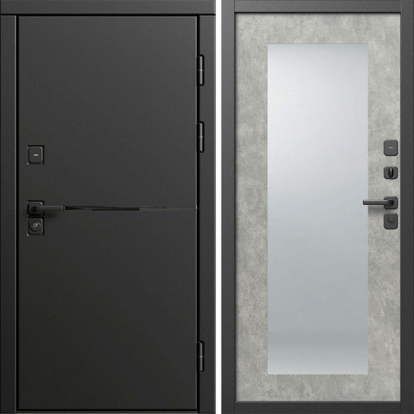 Входная дверь Termo-Door Тренд Блэк - Зеркало Триумф бетон светлый