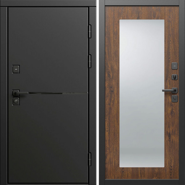 Входная дверь Termo-Door Тренд Блэк - Зеркало Триумф дуб