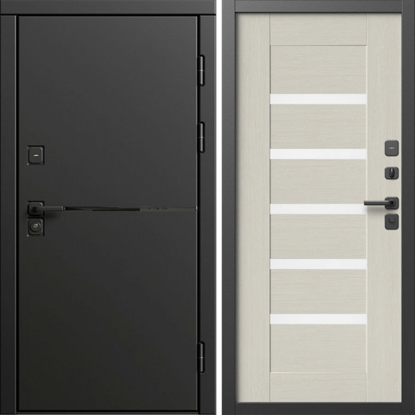 Входная дверь Termo-Door Тренд Блэк - Зеркало Триумф Царга лиственница 4500 / 5500