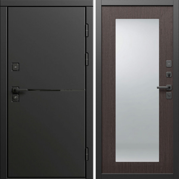 Входная дверь Termo-Door Тренд Блэк - Зеркало Триумф венге