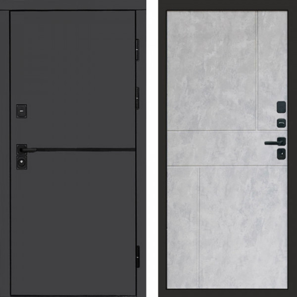 Входная дверь Termo-Door Тренд Графит - Горизонт бетон светлый