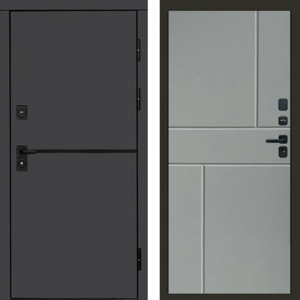 Входная дверь Termo-Door Тренд Графит - Горизонт Grey софт