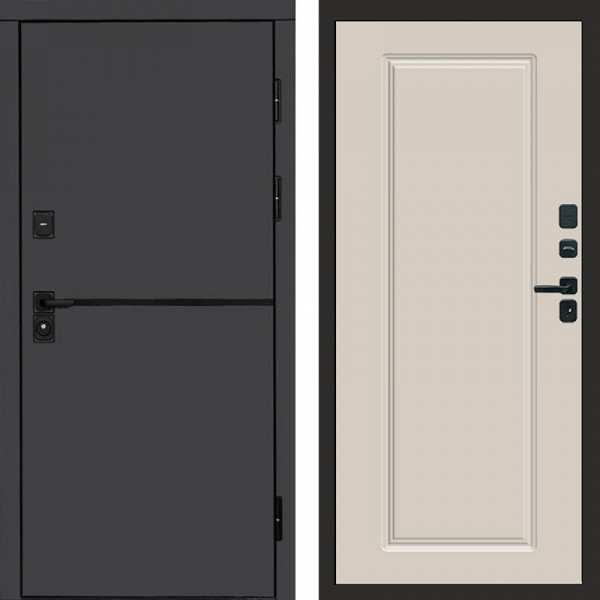 Входная дверь Termo-Door Тренд Графит - Гранд Слоновая кость