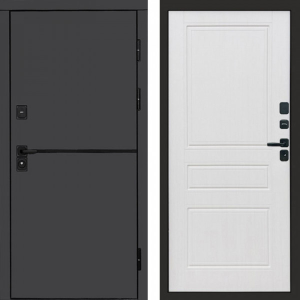 Входная дверь Termo-Door Тренд Графит - Классика белое дерево