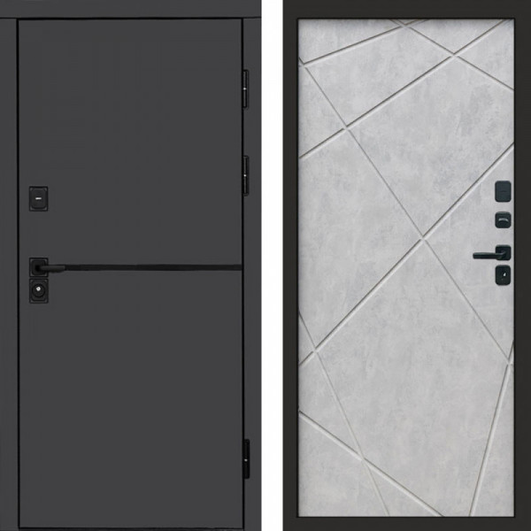 Входная дверь Termo-Door Тренд Графит - Лучи бетон светлый