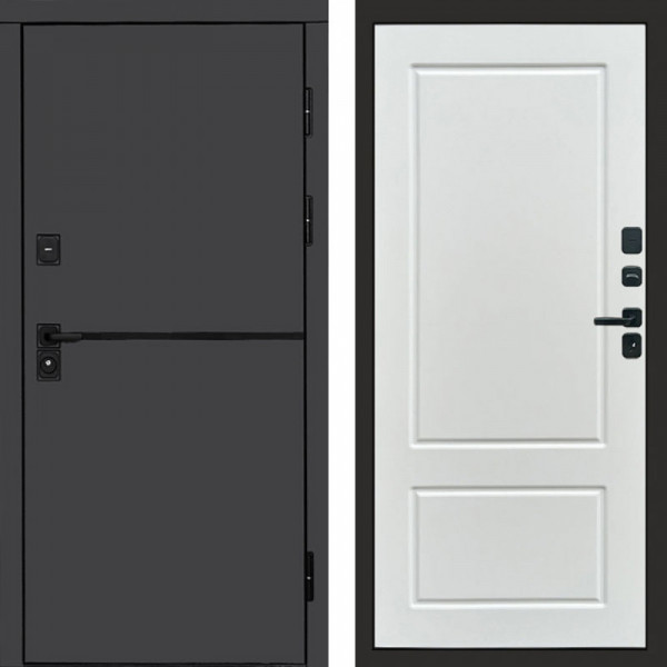 Входная дверь Termo-Door Тренд Графит - Марсель Белый софт