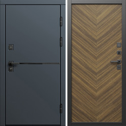 Входная дверь Termo-Door Тренд Графит - Плаза Елочка Орех