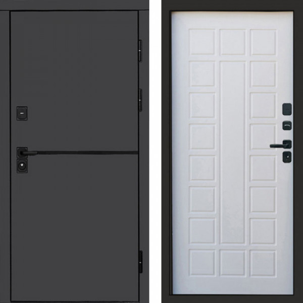 Входная дверь Termo-Door Тренд Графит - Престиж белое дерево