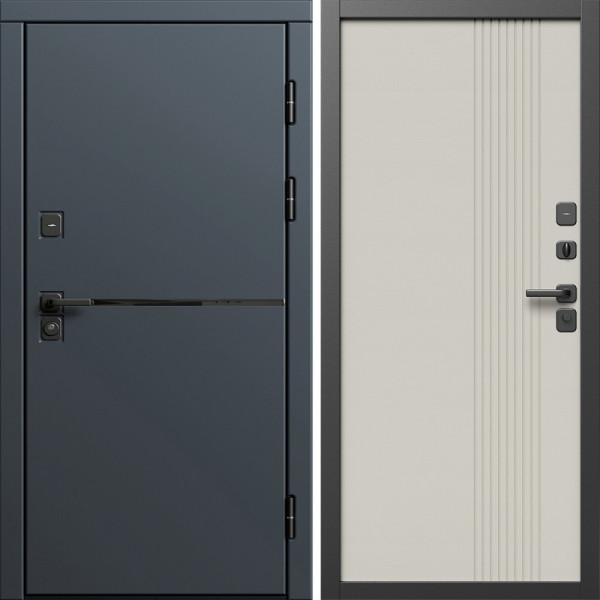 Входная дверь Termo-Door Тренд Графит - Страйп Слоновая Кость