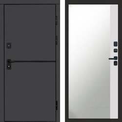 Входная дверь Termo-Door Тренд Графит - Зеркало Фацет Белый софт