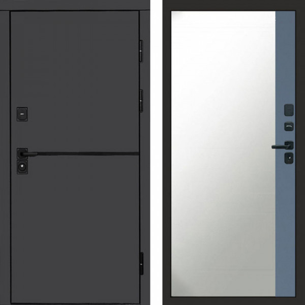 Входная дверь Termo-Door Тренд Графит - Зеркало Фацет Grey софт