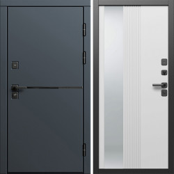 Входная дверь Termo-Door Тренд Графит - Зеркало Люмис Белый Софт