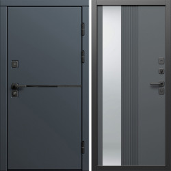 Входная дверь Termo-Door Тренд Графит - Зеркало Люмис Грей Софт