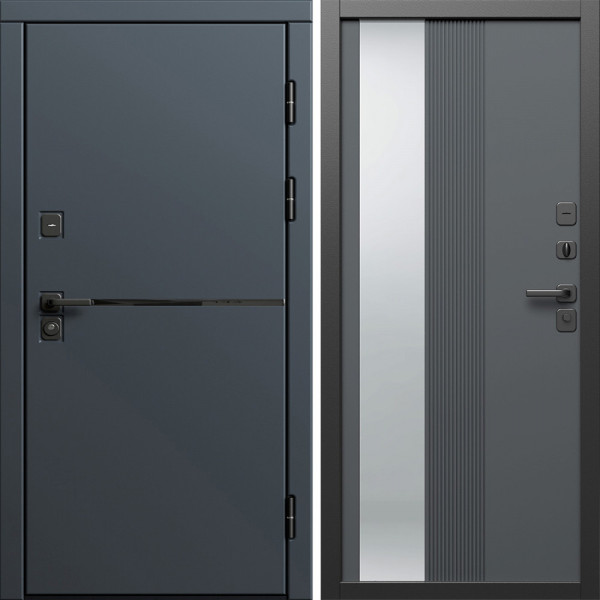 Входная дверь Termo-Door Тренд Графит - Зеркало Люмис Грей Софт