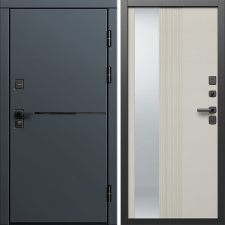 Входная дверь Termo-Door Тренд Графит - Зеркало Люмис Соновая Кость