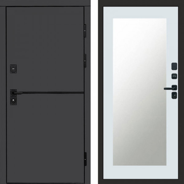 Входная дверь Termo-Door Тренд Графит - Зеркало Триумф Белый софт