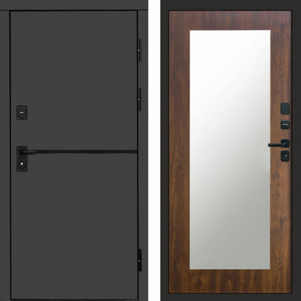 Входная дверь Termo-Door Тренд Графит - Зеркало Триумф дуб