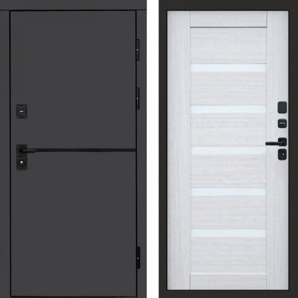 Входная дверь Termo-Door Тренд Графит - Зеркало Триумф Царга лиственница 4500 / 5500