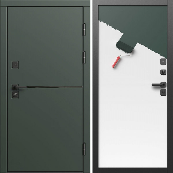 Входная дверь Termo-Door Тренд Грин - Гладкая Панель Под Покраску (грунт)
