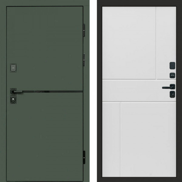 Входная дверь Termo-Door Тренд Грин - Горизонт белый