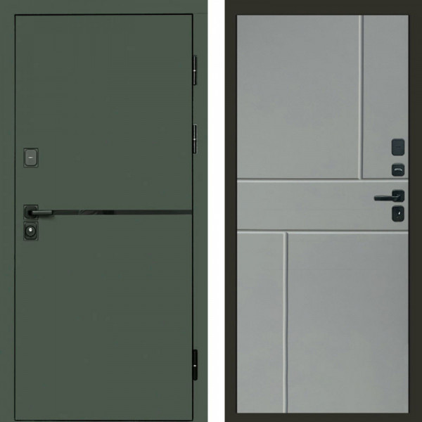 Входная дверь Termo-Door Тренд Грин - Горизонт Grey софт