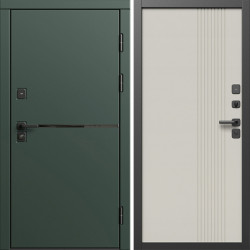 Входная дверь Termo-Door Тренд Грин - Страйп Слоновая Кость