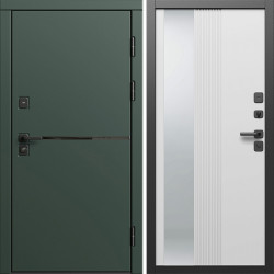 Входная дверь Termo-Door Тренд Грин - Зеркало Люмис Белый Софт