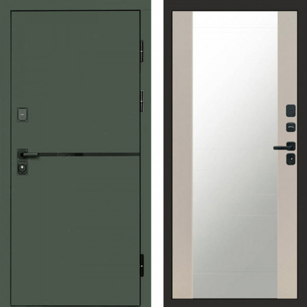 Входная дверь Termo-Door Тренд Грин - Зеркало Слоновая кость