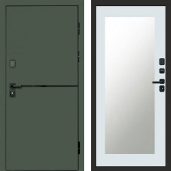 Входная дверь Termo-Door Тренд Грин - Зеркало Триумф Белый софт