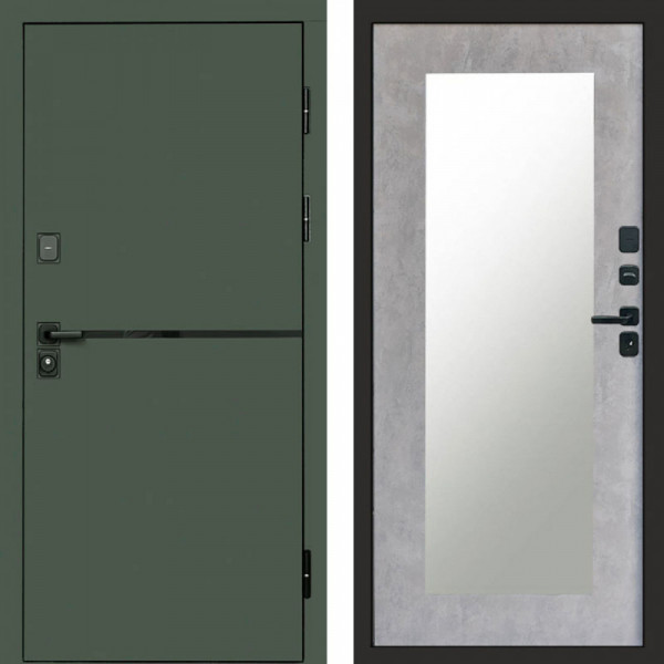 Входная дверь Termo-Door Тренд Грин - Зеркало Триумф бетон светлый