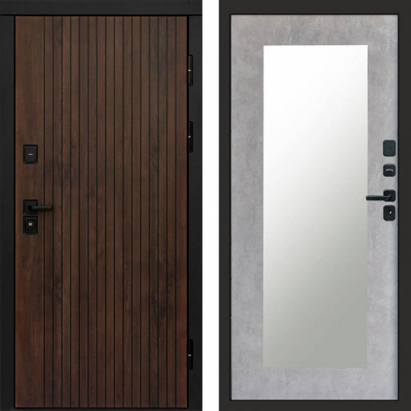 Входная дверь Termo-Door Твист Ультра - Зеркало Триумф бетон светлый