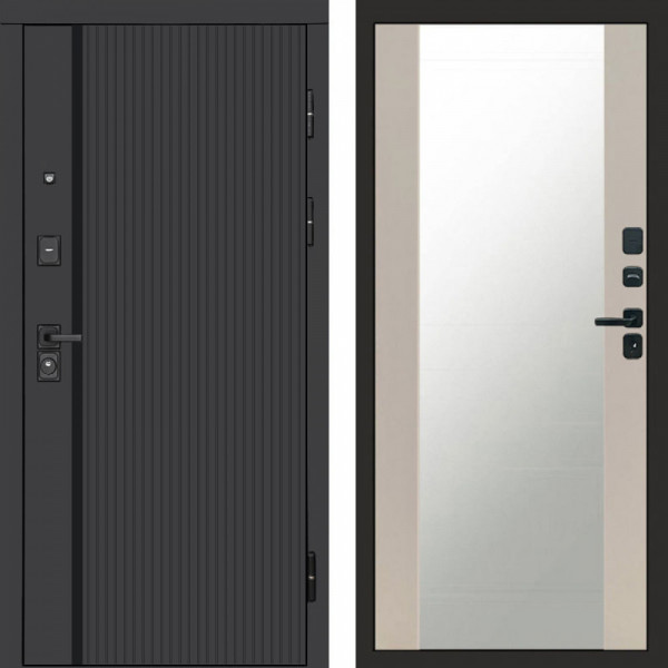Входная дверь Termo-Door Урбан Black - Зеркало Слоновая кость