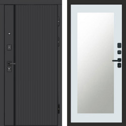 Входная дверь Termo-Door Урбан Black - Зеркало Триумф Белый софт
