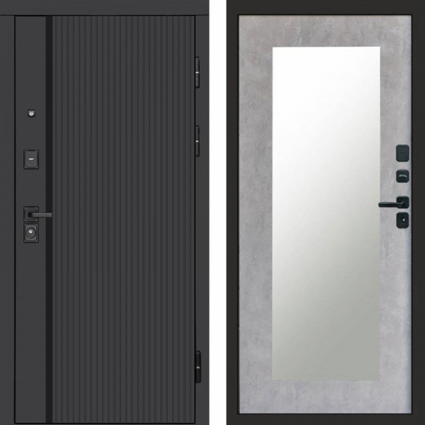 Входная дверь Termo-Door Урбан Black - Зеркало Триумф бетон светлый