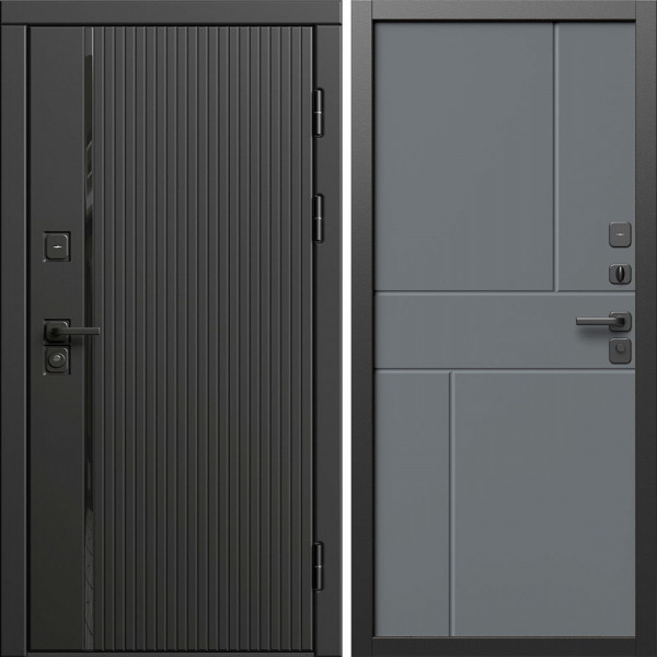 Входная дверь Termo-Door Урбан Блэк - Горизонт Grey софт