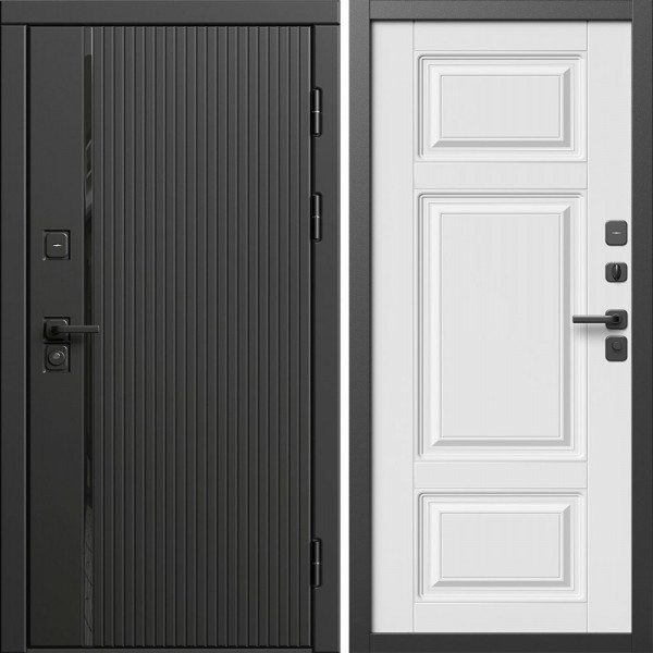 Входная дверь Termo-Door Урбан Блэк - Лион Белый софт