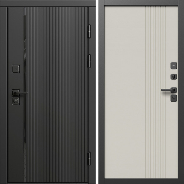 Входная дверь Termo-Door Урбан Блэк - Страйп Слоновая Кость