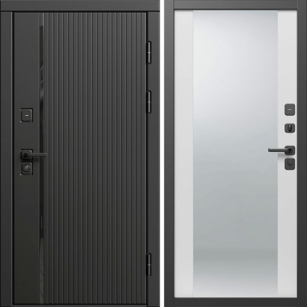 Входная дверь Termo-Door Урбан Блэк - Зеркало белый софт
