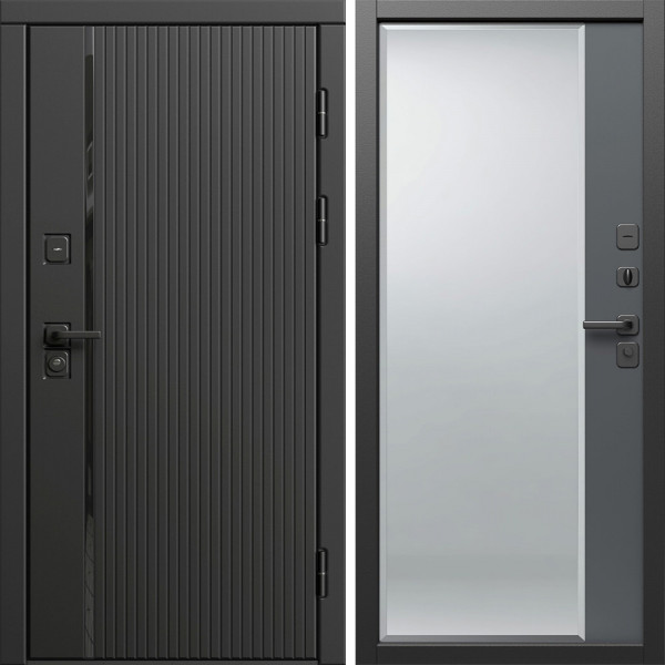 Входная дверь Termo-Door Урбан Блэк - Зеркало Фацет Grey софт