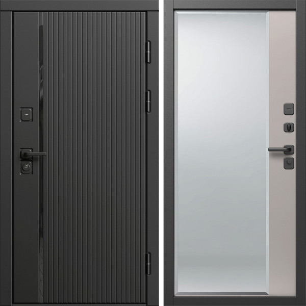 Входная дверь Termo-Door Урбан Блэк - Зеркало Фацет Капучино