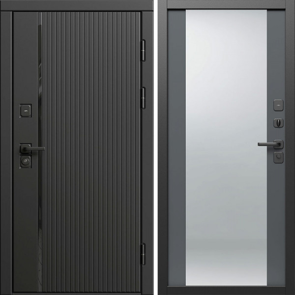 Входная дверь Termo-Door Урбан Блэк - Зеркало Grey Софт