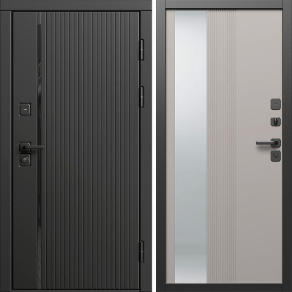 Входная дверь Termo-Door Урбан Блэк - Зеркало Люмис Капучино
