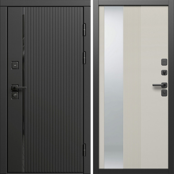 Входная дверь Termo-Door Урбан Блэк - Зеркало Люмис Соновая Кость