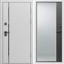 Входная дверь Termo-Door Вайт Лайн - Зеркало Фацет Черный кварц+тонировка серая