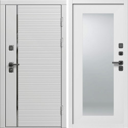 Входная дверь Termo-Door Вайт Лайн - Зеркало Триумф Белый софт