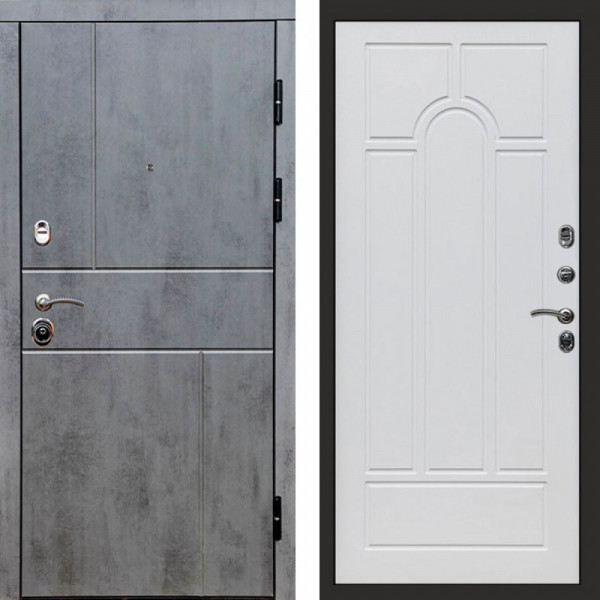 Входная дверь Termo-Door Вертикаль Бетон Темный - Арка белое дерево