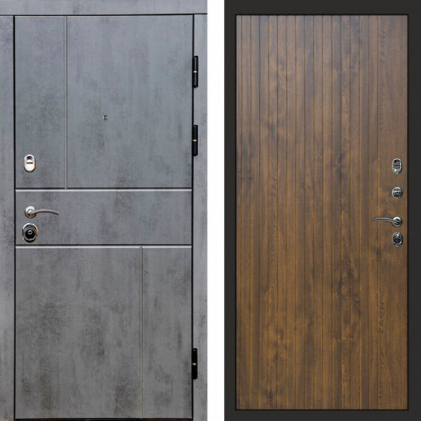 Входная дверь Termo-Door Вертикаль Бетон Темный - Flat Дуб