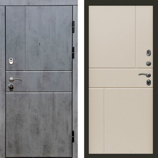 Входная дверь Termo-Door Вертикаль Бетон Темный - Горизонт Слоновая кость